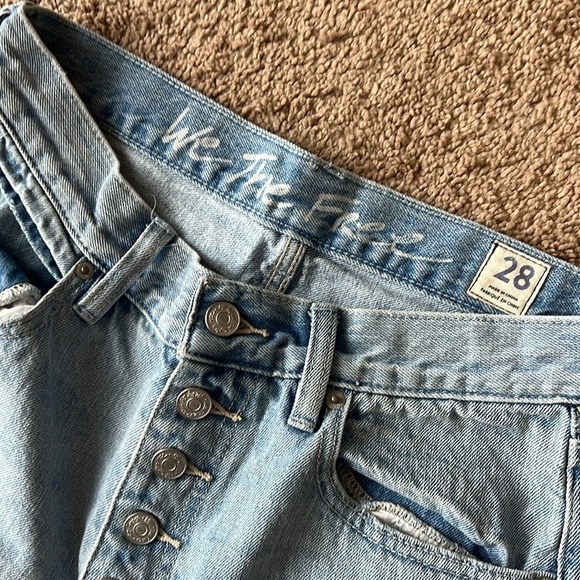 Free People We The Free Blossom Rigid Distressed Button Fly Jeans - Picture 7 of 12